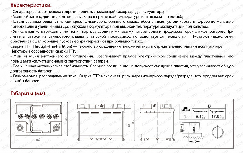 Steco AGM 60ah R+ (806060)